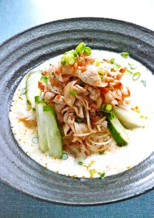 夏バテ防止！簡単豆乳ピリ辛ポーク素麵-レシピのメイン写真