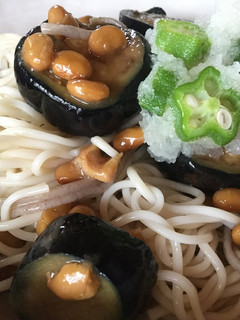 納豆とナスの辛し漬けの蕎麦-レシピのメイン写真