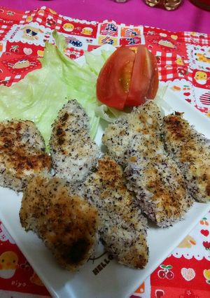 ササミのゆかりパン粉焼き♪-レシピのメイン写真