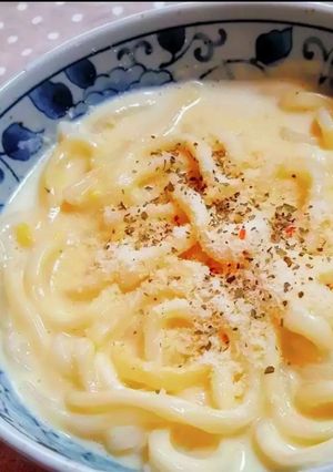 コーンスープクリームうどん-レシピのメイン写真