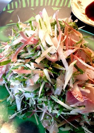 薬味たくさ〜ん！鯵の刺身-レシピのメイン写真