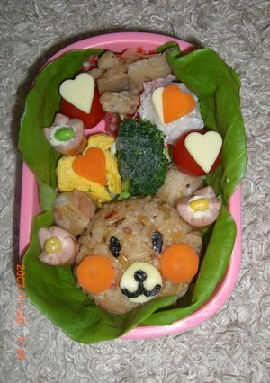 ハートがいっぱいクマさん弁当♪キャラ弁-レシピのメイン写真