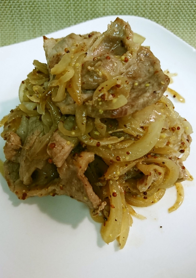 豚肉と玉ねぎ粒マスタード炒め-レシピのメイン写真
