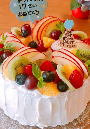 誕生日ケーキ☆フルーツシフォンケーキ-レシピのメイン写真