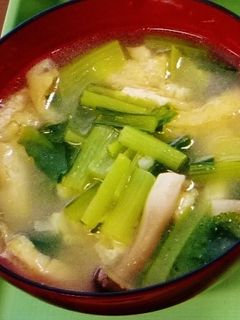 こまつなとうす揚げの味噌汁-レシピのメイン写真