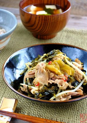 飯泥棒☆ピリ辛ニンニク豚高菜炒め！-レシピのメイン写真