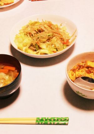 20分でできる麻婆豆腐&野菜炒め-レシピのメイン写真
