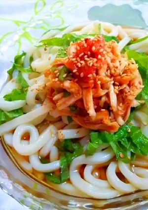 鶏ササミの梅和え★冷やしぶっかけうどん-レシピのメイン写真
