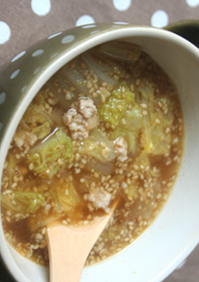 白菜と豚ひき肉のピリ辛中華スープ-レシピのメイン写真