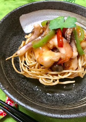揚げ素麺で甘酢あんかけ-レシピのメイン写真