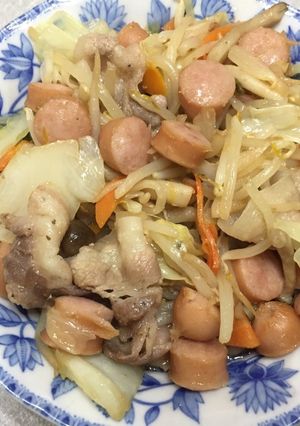 コンビニの材料ですぐできる豚バラ野菜炒め-レシピのメイン写真