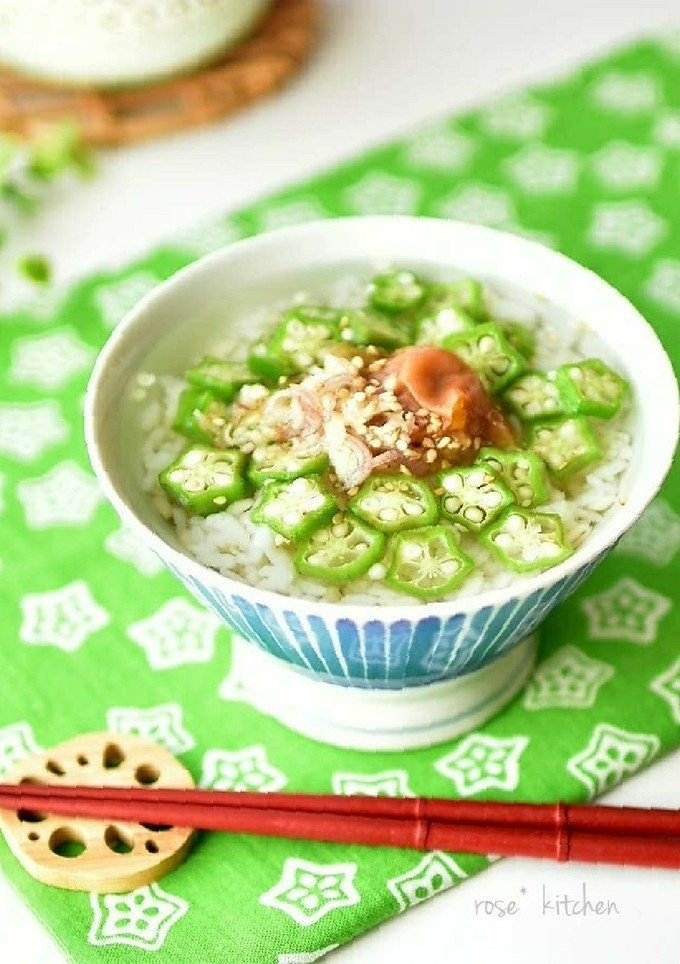 オクラと梅の冷やし茶漬け-レシピのメイン写真