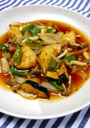 簡単!カラッと鱈茄子と野菜の生姜餡煮-レシピのメイン写真