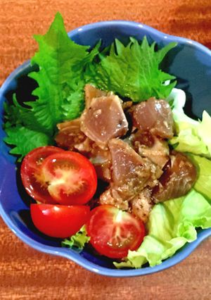 鰹のたたきの漬けのっけサラダ-レシピのメイン写真