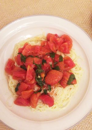 自家製トマトの冷製パスタ-レシピのメイン写真