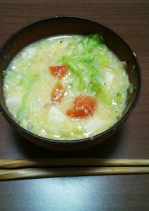 朝食に♡トマ・たま・レタススープ-レシピのメイン写真