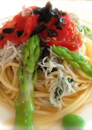 しらすバジルとトマトソルベの冷製パスタ-レシピのメイン写真