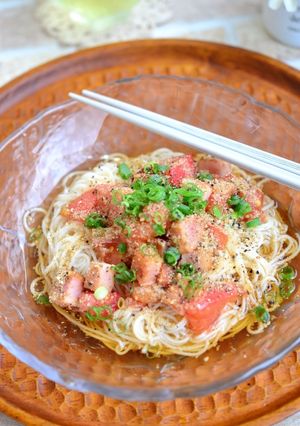 トマトとベーコンのごまぶっかけ素麺-レシピのメイン写真
