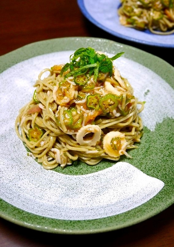 簡単ヘルシー！和えるだけ☆夏パスタ風蕎麦-レシピのメイン写真