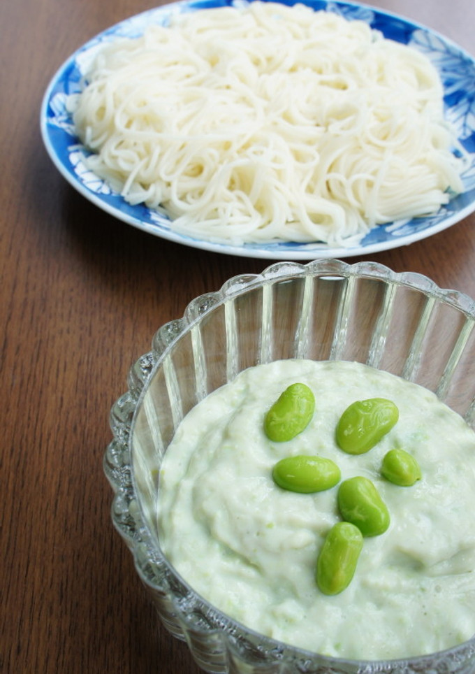 素麺を、とろっとろっ～豆腐＆枝豆つゆで-レシピのメイン写真