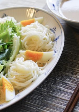 タイの薬膳料理サーモンスープのそうめん-レシピのメイン写真