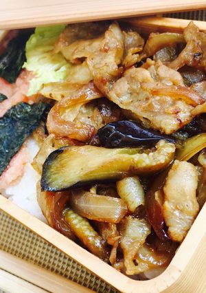 ナスともち豚の生姜焼き♡１０分弁当-レシピのメイン写真