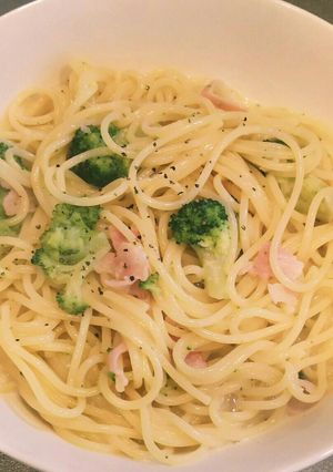 ブロッコリーとベーコンのスープパスタ風-レシピのメイン写真