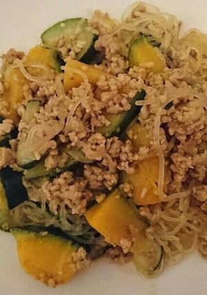 夏野菜の挽き肉春雨-レシピのメイン写真