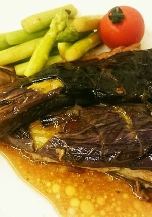 長茄子で豪華に！茄子のはさみ焼きステーキ-レシピのメイン写真