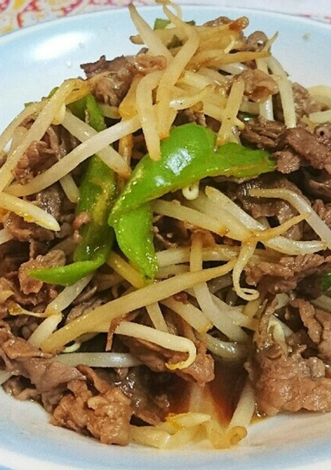 ☆牛こまもやしピーマンのにんにく醤油炒め-レシピのメイン写真