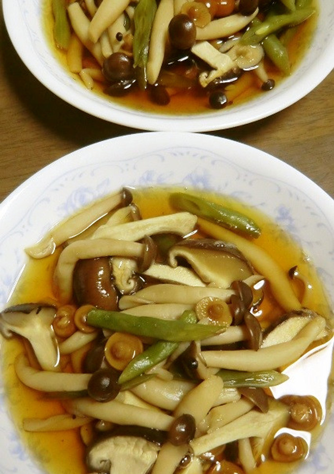 隠元・椎茸・シメジ・なめこを、さっと煮て-レシピのメイン写真