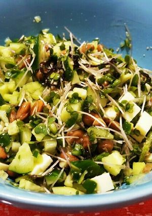 【糖質制限】夏野菜×チーズ×塩昆布で納豆-レシピのメイン写真