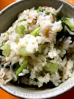 野沢菜・ちりめんじゃこ・梅の混ぜご飯-レシピのメイン写真