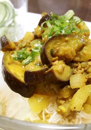 暑い日に★茄子たっぷりカレーぶっかけ素麺-レシピのメイン写真