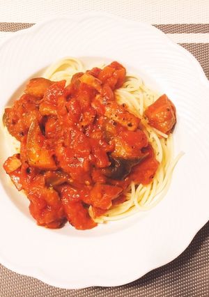 ナスとハムの冷製トマトパスタ-レシピのメイン写真