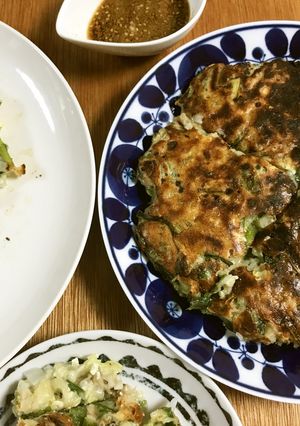 余ったたこ焼き粉で!野菜のふわふわチヂミ-レシピのメイン写真
