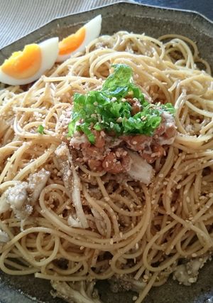 アマランサスと舞茸のタラコ風パスタ-レシピのメイン写真