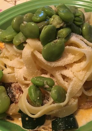 そら豆と夏野菜のクリームソースパスタ-レシピのメイン写真