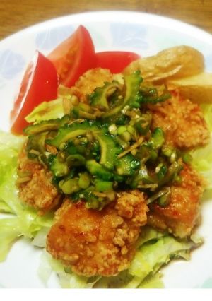 トリムネ唐揚げ ゴーヤ黒酢だれ-レシピのメイン写真