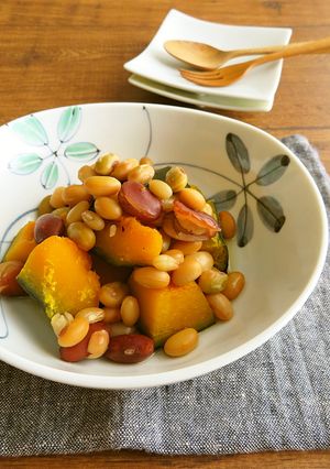 ヘルシー◎かぼちゃとミックスビーンズ煮-レシピのメイン写真