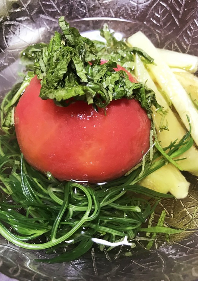 冷製トマトとおかひじきとナスの煮浸し-レシピのメイン写真