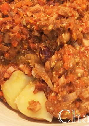 簡単手順☆ジャガイモのキーマカレーのせ-レシピのメイン写真