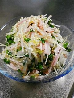 簡単すぎ!*もやしニラハムの塩和え*-レシピのメイン写真