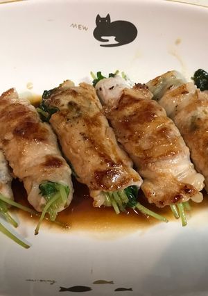 時短メニュー、豆苗の豚ロール巻き-レシピのメイン写真