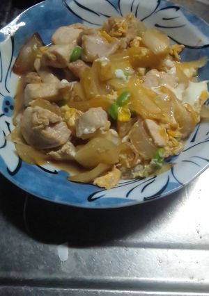 親子丼風　玉子とじ　残り物枝豆入り-レシピのメイン写真