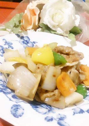 ｶﾘｶﾘ豚肉と夏野菜の甘酢炒め～✴-レシピのメイン写真