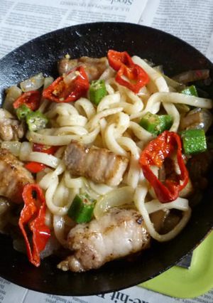 豚バラブロック＋野菜たっぷりの焼きうどん-レシピのメイン写真