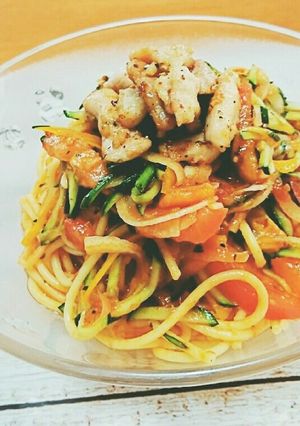 簡単本格的なバジルチキン冷製トマトパスタ-レシピのメイン写真
