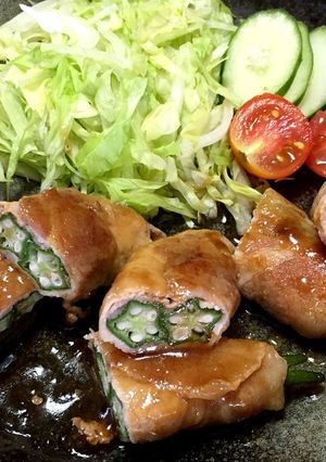 オクラの豚ロース巻き★麺つゆ照り焼き風-レシピのメイン写真