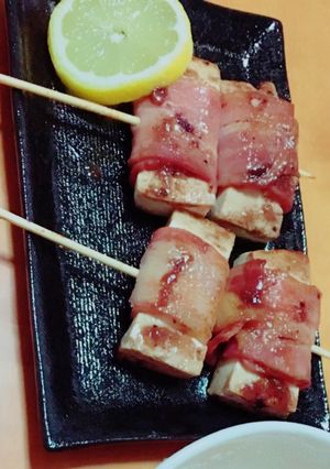 簡単にんにく醤油の豆腐ベーコン串♡-レシピのメイン写真